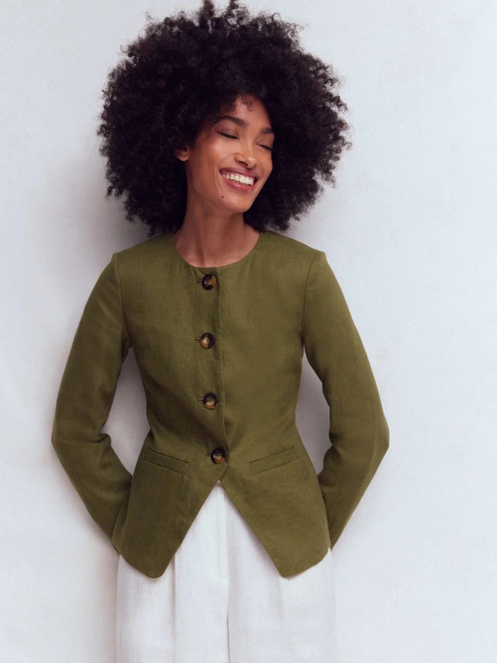 Hampstead Linen Blazer - Woodland Green